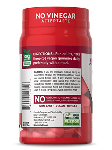 Nature's Truth Apple Cider Vinegar Gummies | 600 mg | 75 Gummies | Natural Apple Flavor Nature's TruthUS supplements