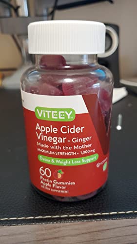 Apple Cider Vinegar Gummies 1,000mg Plus Ginger, ACV with The Mother, Detox Cleanse ViteeyUS supplements