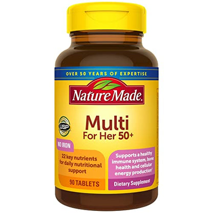Nature Made Multivitamin For Her 50+ with No Iron, Womens Multivitamin for Daily Nutrition Nature MadeUS supplements