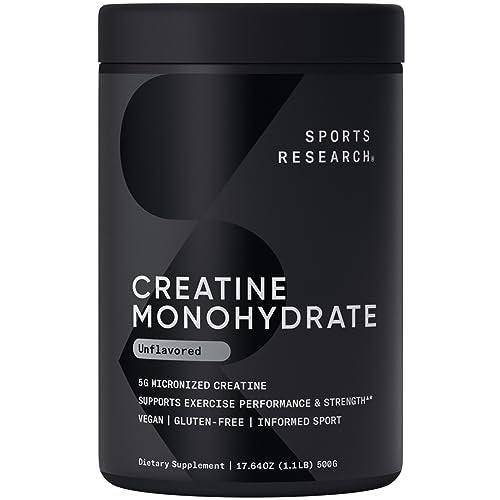 Sports Research Creatine Monohydrate - Gain Lean Muscle, Improve Performance Sports ResearchUS supplements