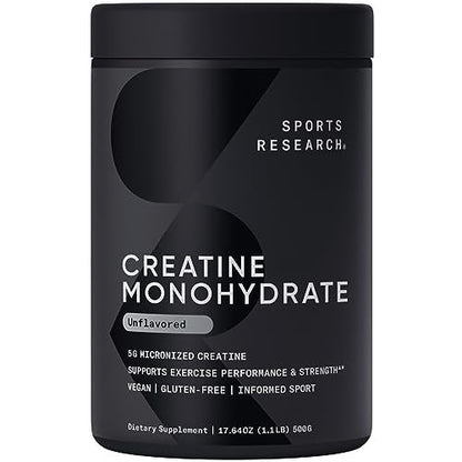 Sports Research Creatine Monohydrate - Gain Lean Muscle, Improve Performance Sports ResearchUS supplements