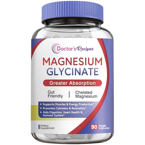 Doctor's Recipes Magnesium Glycinate for Men & Women, 100mg Elemental Mag, 90 Caps Doctor's RecipesAu supplements