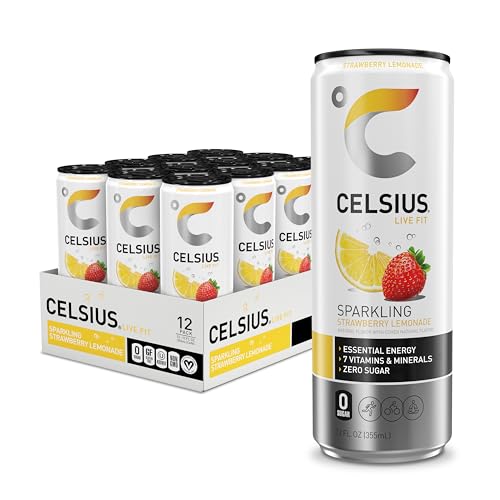 CELSIUS Sparkling Strawberry Lemonade, Functional Essential Energy Drink, 12 Fl Oz CELSIUSUS supplements