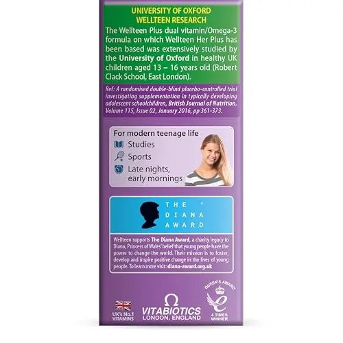 Vitabiotics Wellteen Her Plus Omega-3 - Advanced Nutritional Support for Teenagers and Young Women Ages 13-19 WellteenAu supplements
