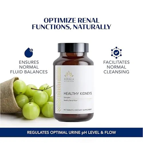 Kerala Ayurveda Healthy Kidney Herbal Tablets | Support Normal Kidney Function and Health | Kidney and Bladder Support | Urinary System Support - 90 Count Kerala AyurvedaAu supplements