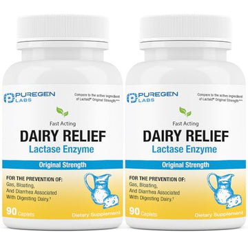 Puregen Labs Dairy Relief Natural Fast Acting Lactase Enzyme 3000 FCC, Lactose Intoleran P Puregen LabsUS supplements