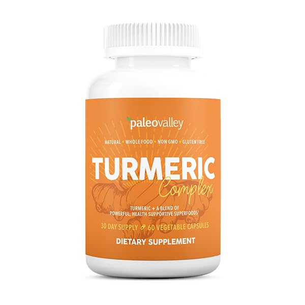 Paleovalley - Organic Turmeric Complex - Full Spectrum Organic Turmeric with Health-Supportive Superfoods - 56 Vegetarian Capsules - Support Joints, Immunity, Brain and Heart Health PaleovalleyUS supplements
