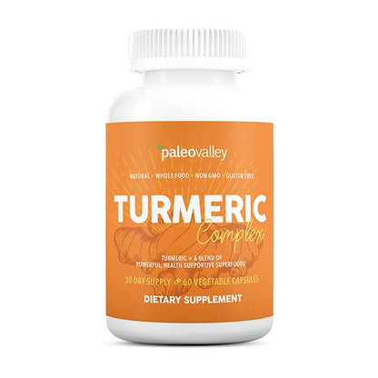 Paleovalley - Organic Turmeric Complex - Full Spectrum Organic Turmeric with Health-Supportive Superfoods - 56 Vegetarian Capsules - Support Joints, Immunity, Brain and Heart Health PaleovalleyUS supplements
