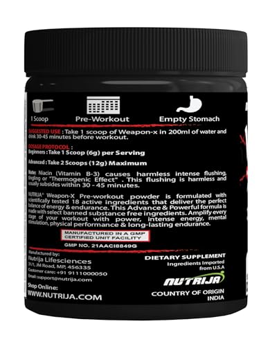 NutriJa Weapon-X Pre-Workout Powder with 21 Active Ingredients - 3 Best forms of Creatine NutriJaAu supplements