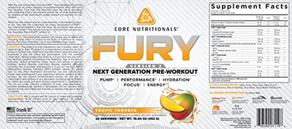 Core Nutritionals Fury V2: Pre-Workout Powder to Maximize Performance in The Gym W/Zum Core NutritionalsUS supplements