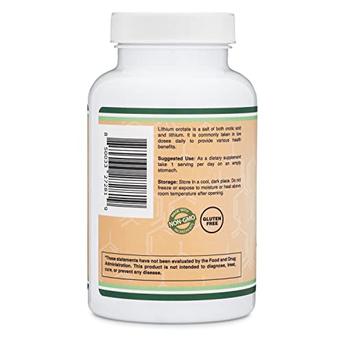 Lithium Orotate 5mg, 210 Capsules (Third Party Tested, Made in The USA Double Wood SupplementsAu supplements