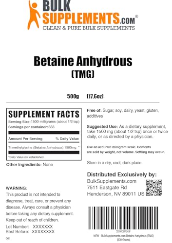 BULKSUPPLEMENTS.COM Betaine Anhydrous Powder - Trimethylglyine, TMG Supplements BULKSUPPLEMENTS.COMUS supplements
