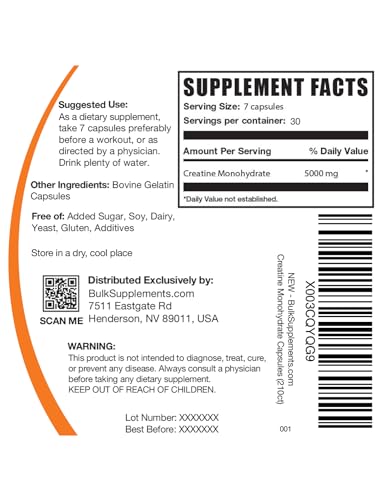 BULKSUPPLEMENTS.COM Creatine Monohydrate Capsules - Micronized Creatine Monohy BULKSUPPLEMENTS.COMUS supplements