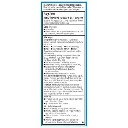 Children's Advil Pain Reliever and Fever Reducer, Dye Free and Sugar Free Ibuprofen Oral Suspension, Berry Flavored - 4 Fl Oz Children's AdvilAu supplements