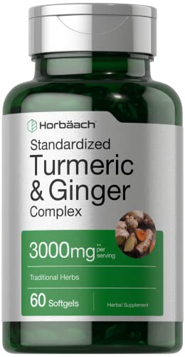 Turmeric and Ginger Supplement 3000 mg | 60 Softgel Capsules | Turmeric Curcumin Complex HorbäachUS supplements