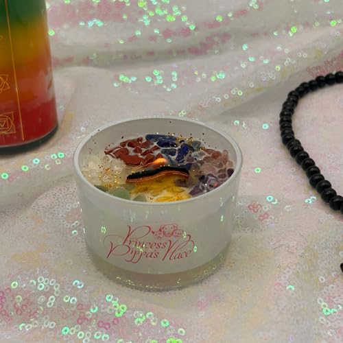 Princess Pippa's Place Healing Candles with Crystals Inside- Natural Soy Wax 7 Stones Crystal Candle Jar Msupps.comAu supplements