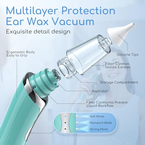 Ear Vacuum Wax Remover, Ear Wax Removal with 8 Pcs Ear Pick, Ear Wax GirugUS supplements