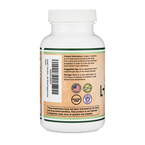 Acetyl L-Carnitine 1,000mg Per Serving, 150 Capsules (ALCAR for Brain Function Support Double Wood SupplementsUS supplements