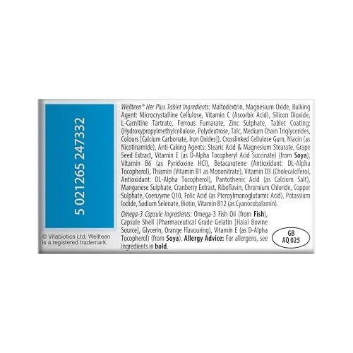 Vitabiotics Wellteen Her Plus Omega-3 - Advanced Nutritional Support for Teenagers and Young Women Ages 13-19 WellteenAu supplements