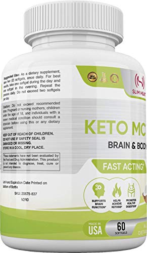 Slim Heat Keto MCT Oil Capsules with C8 & C10 - Fast Acting Ketosis Brain & Body Fuel Slim HeatAu supplements