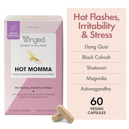 Winged Wellness Hot Momma, Perimenopause & Menopause Supplement - Vegan Menopause Winged WellnessUS supplements