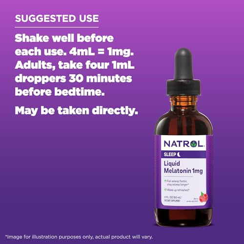 Natrol Liquid Melatonin 1mg, Berry-Flavored Dietary Supplement for Restful Sleep, 2 Fl Oz NatrolUS supplements