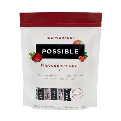 Possible Beet Pre-Workout - Strawberry Beet Flavor - Individually Wrapped Servings PossibleUS supplements