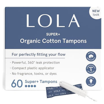 LOLA Organic Cotton Tampons, 60 Count - Super Plus Tampons, Period Feminine Hygiene Products LOLAAu supplements