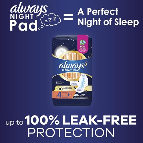 Always Ultra Thin Feminine Pads with Wings for Women, Size 4, Overnight Absorbency, Unscented AlwaysAu supplements