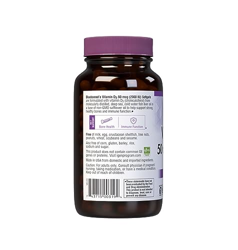 Bluebonnet Nutrition Vitamin D3 2000 IU50 mcg High Potency Immune Support BluebonnetUS supplements