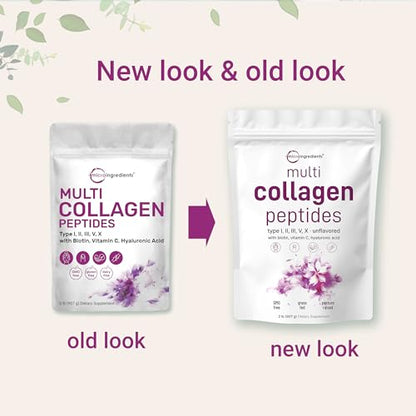 Multi Collagen Protein Powder, 2 Pounds – Type I,II,III,V,X with Biotin 10000mcg Micro IngredientsUS supplements