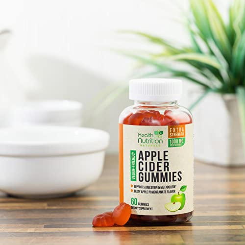 Vegan Apple Cider Vinegar Gummies | Max Strength 1000mg | ACV Supplement Gummy for Adults Health Nutrition NaturalsUS supplements