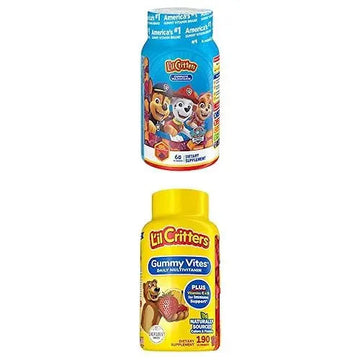 Bundle of L'il Critters Paw Patrol Complete Multivitamin Gummies, 60ct + Lil Critters Gummy Vites Daily Kids Multivitamins Fruit Flavored Gummy Vitamin, 95-190 Day Supply, 190-count Lil CrittersAu supplements