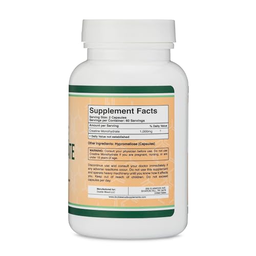 Creatine Pills 1,000mg Per Serving (120 Creatine Capsules) Micronized Creatine Double Wood SupplementsUS supplements