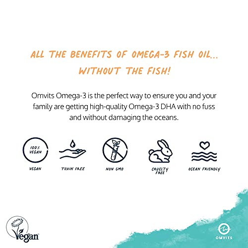 Omvits Vegan Omega 3 DHA from Algae Oil 1000mg - 60 Softgel Capsules with Vitamin E OmvitsUS supplements