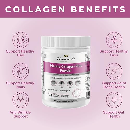 Pharmanostix Hydrolysed Marine Collagen Plus Powder 300g - 10,000mg Collagen with Hyaluronic Acid PharmanostixAu supplements