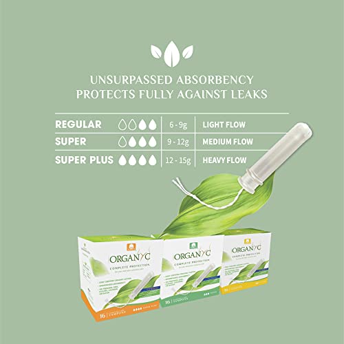 Organyc 100% Certified Organic Cotton Tampons, Plant-Based Eco-Applicator, Regular Flow, 16 Count OrganycAu supplements