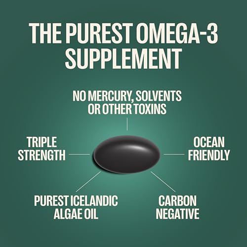 Orlo DHA Supplement 1000mg - 3X Absorption Natural Icelandic Nordic Omega 3 DHA & EPA for Brain & Eye Support – Vegan Fish Oil Alternative, No Fishy Aftertaste, 60 Easy-to-Swallow Mini Softgels OrloAu supplements