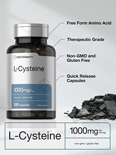 L-Cysteine 1000mg | 100 Powder Capsules | Non-GMO, Gluten Free Supplement HorbäachAu supplements