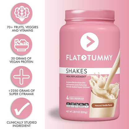 Flat Tummy Tea Meal Replacement Shake – Vanilla, 20 Servings - Plant Based Protein Flat Tummy TeaUS supplements