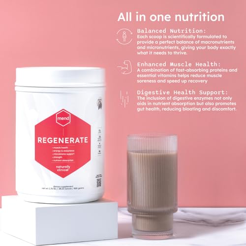 MEND Regenerate, Post Workout Recovery, Immune Support, and Sports Nutrition Supplement for Men and Women - Natural, Gluten Free, and Non-GMO - Cocoa Protein Powder, 20 Servings MENDAu supplements