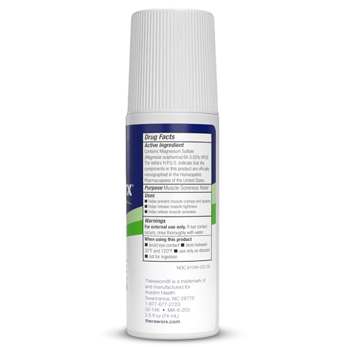Theraworx Relief for Muscle Cramps Roll-On Fast-Acting Muscle Spasm, Leg Soreness with Magnesium Sulfate - 2.5 oz - 1 Count TheraworxAu supplements