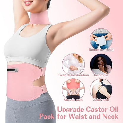 Fshyos Upgrade Castor Oil Wrap Plus Size Kit with Unrefined Castor Oil for Liver Detox FshyosUS supplements
