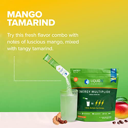 Liquid I.V. Hydration + Energy Multiplier - Mango Tamarind - Hydration Powder Packets Liquid I.V.US supplements