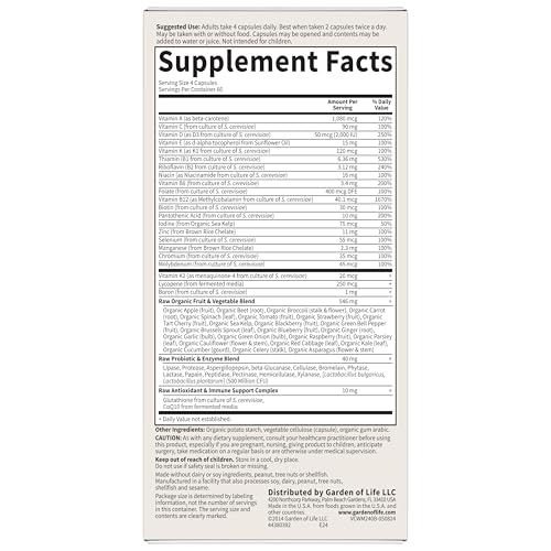 Garden of Life Multivitamin for Men - Vitamin Code 50 & Wiser Men's Raw Whole Food Vitamin Supplement with Probiotics Garden of LifeAu supplements