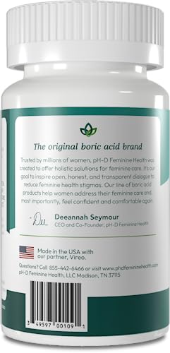 pH-D Feminine Health - 600 mg Boric Acid Suppositories - Woman Owned - for Vaginal Odor Use - 12 Count pH-D Feminine Health SupportAu supplements