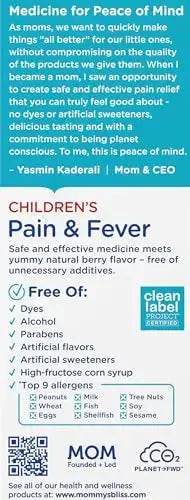Mommy's Bliss Children's Pain and Fever Reducer, Kids Acetaminophen, Dye Free, Delicious Mixed Berry Flavor, Ages 2+, 4 Fluid Ounces (Pack of 2) Mommy's BlissAu supplements