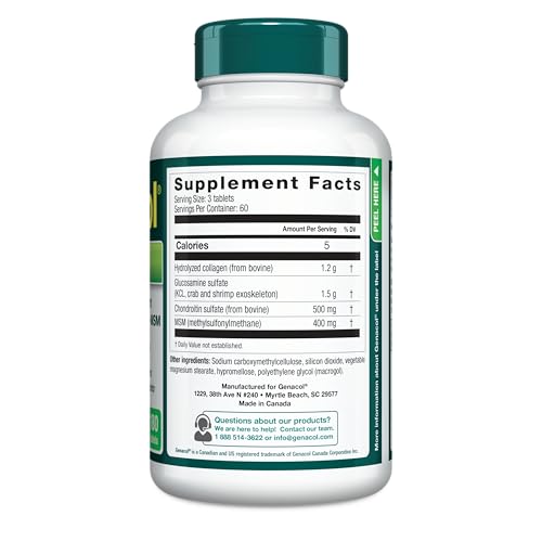 Genacol Optimum – Glucosamine, Chondroitin, MSM & Ultra-Hydrolyzed Collagen, Joint Support Tablets, 180 Count (60-Day Supply) GenacolAu supplements