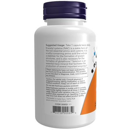 NOW Supplements, NAC (N-Acetyl Cysteine) 600 mg with Selenium & Molybdenum NOWUS supplements