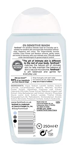 Femfresh Intimate Skin Care 0% Wash, 250ml FemfreshAu supplements